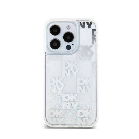 DKNY Liquid Glitter Multilogo - Etui iPhone 15 Pro (biały)