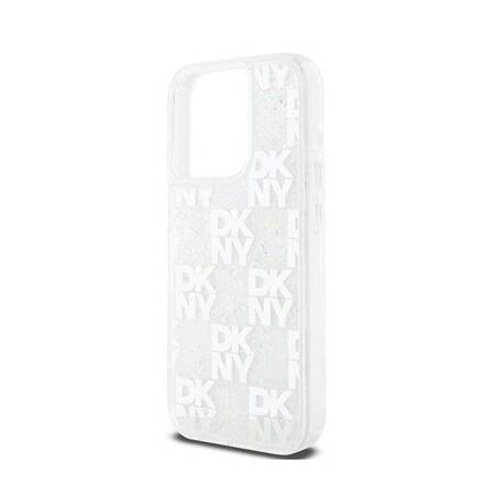 DKNY Liquid Glitter Multilogo - Etui iPhone 15 Pro (biały)