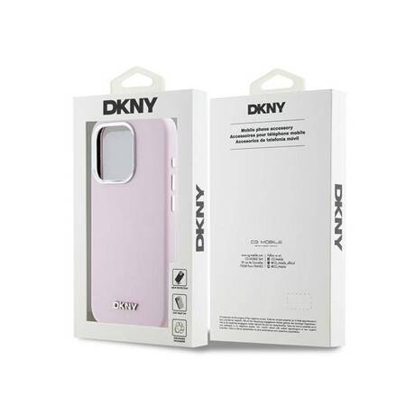 DKNY Liquid Silicone Small Metal Logo MagSafe - Etui iPhone 14 Pro (różowy)