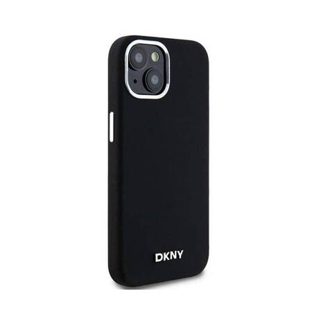 DKNY Liquid Silicone Small Metal Logo MagSafe - Etui iPhone 15 Plus / 14 Plus (czarny)
