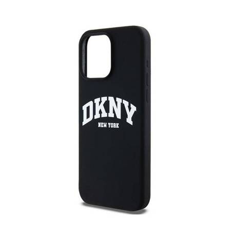 DKNY Liquid Silicone White Printed Logo MagSafe - Etui iPhone 13 Pro Max (czarny)