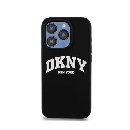DKNY Liquid Silicone White Printed Logo MagSafe - Etui iPhone 13 Pro (czarny)