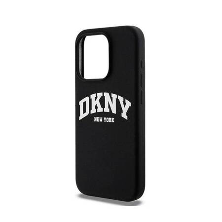 DKNY Liquid Silicone White Printed Logo MagSafe - Etui iPhone 13 Pro (czarny)