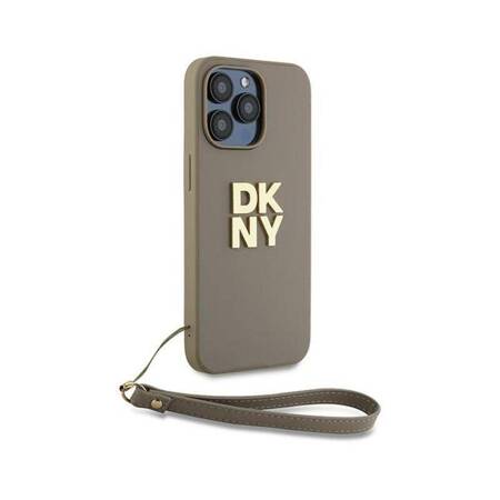 DKNY Wrist Strap Stock Logo - Etui iPhone 15 Pro (beżowy)