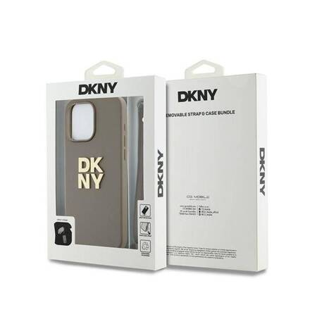 DKNY Wrist Strap Stock Logo - Etui iPhone 15 Pro (beżowy)