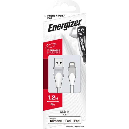 Energizer Classic - Kabel połączeniowy USB-A do Lightning certyfikat MFi 1.2m (Biały)