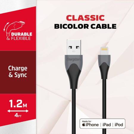 Energizer Classic - Kabel połączeniowy USB-A do Lightning certyfikat MFi 1.2m (Czarny)