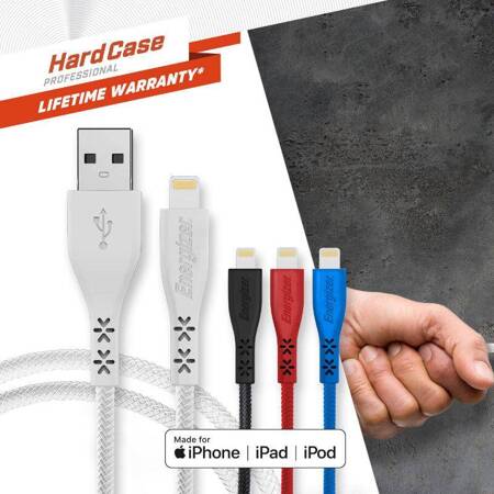 Energizer HardCase - Kabel połączeniowy USB-A do Lightning certyfikat MFi 1.2m (Biały)