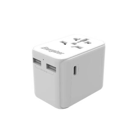 Energizer Ultimate - Adapter podróżny EU / US / AU / UK + 2x USB-A & USB-C certyfikat MFi (Biały)