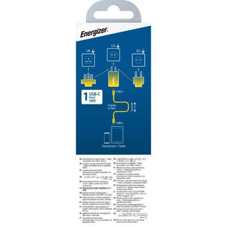 Energizer Ultimate - Ładowarka sieciowa Multiplug EU / UK / US GaN 20W PD + kabel USB-C (Czarny)