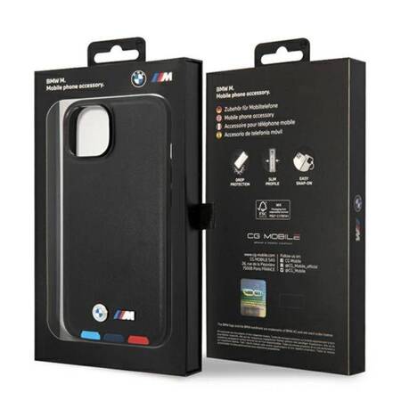 Etui BMW BMHCP14S22PTDK iPhone 14 6,1" czarny/black Leather Stamp Tricolor