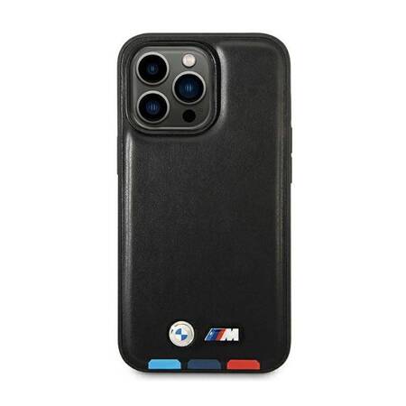 Etui BMW BMHMP14L22PTDK iPhone 14 Pro 6,1" czarny/black Leather Stamp Tricolor Magsafe