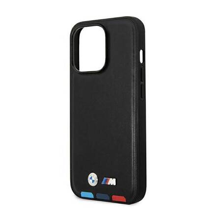 Etui BMW BMHMP14L22PTDK iPhone 14 Pro 6,1" czarny/black Leather Stamp Tricolor Magsafe