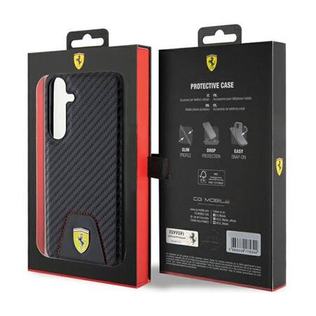 Ferrari Carbon Stitched Bottom - Etui Samsung Galaxy S24+ (czarny)