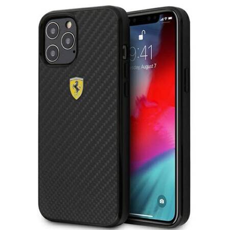 Ferrari FERCAHCP12LBK Etui do iPhone 12 Pro Max 6,7" czarny/black hardcase On Track Real Carbon