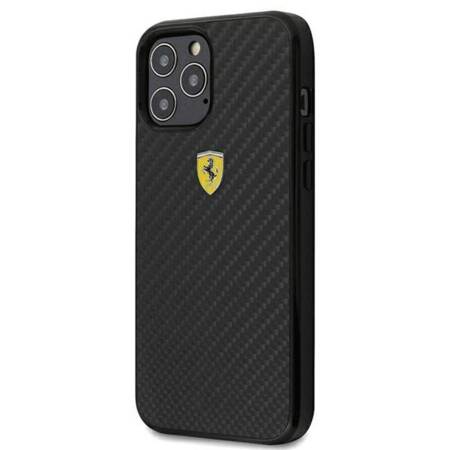 Ferrari FERCAHCP12LBK Etui do iPhone 12 Pro Max 6,7" czarny/black hardcase On Track Real Carbon