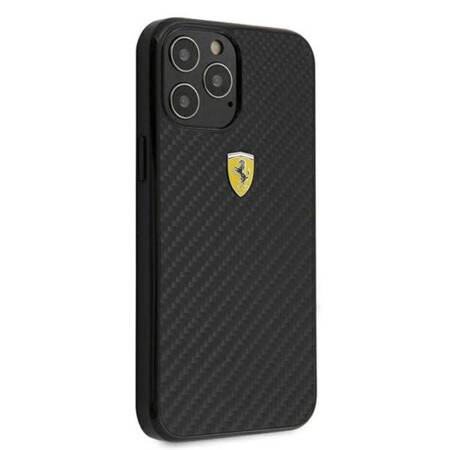 Ferrari FERCAHCP12LBK Etui do iPhone 12 Pro Max 6,7" czarny/black hardcase On Track Real Carbon