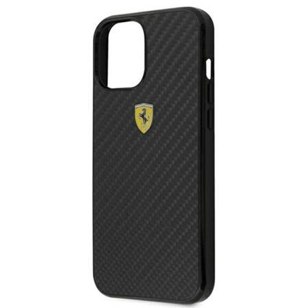 Ferrari FERCAHCP12LBK Etui do iPhone 12 Pro Max 6,7" czarny/black hardcase On Track Real Carbon