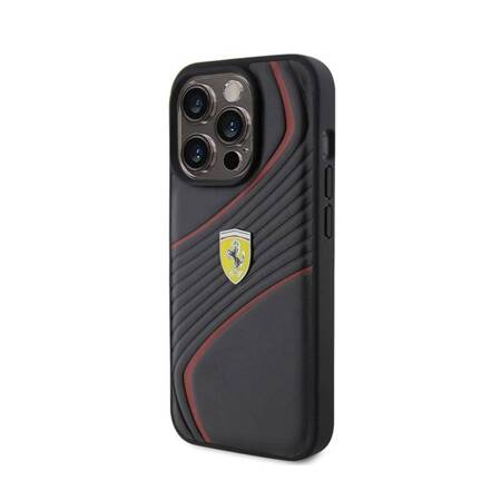 Ferrari Twist Metal Logo - Etui iPhone 15 Pro (czarny)