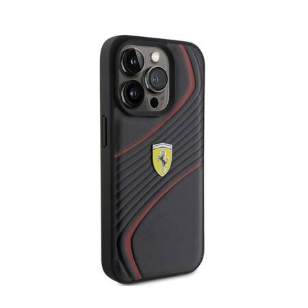 Ferrari Twist Metal Logo - Etui iPhone 15 Pro (czarny)