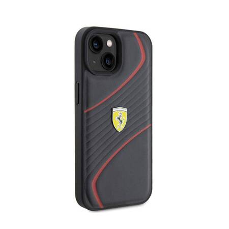 Ferrari Twist Metal Logo - Etui iPhone 15 (czarny)