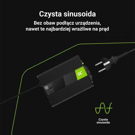 Green Cell - Przetwornica napięcia Inwerter 24V na 230V 150W/300W Czysta sinusoida