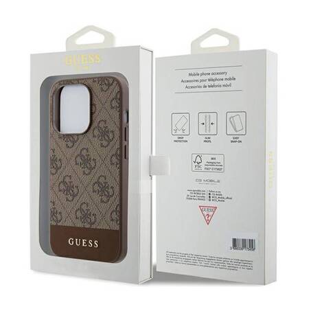 Guess 4G Bottom Stripe Metal Logo Collection - Etui iPhone 15 Pro Max (brązowy)