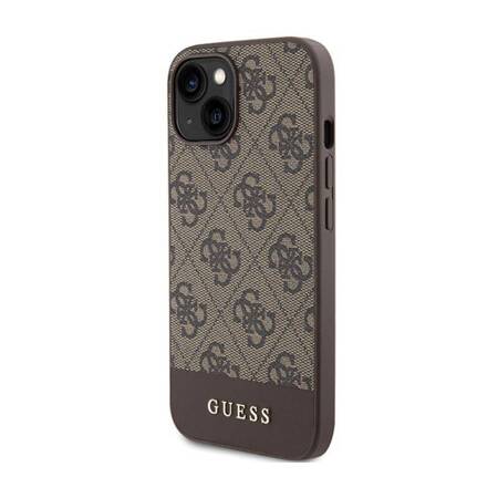 Guess 4G Bottom Stripe Metal Logo Collection - Etui iPhone 15 (brązowy)