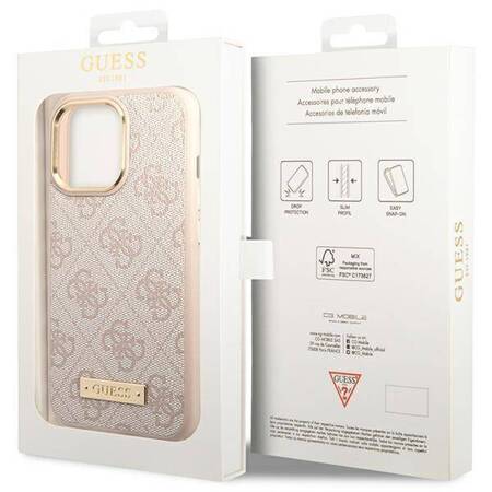 Guess 4G Logo Plate MagSafe - Etui iPhone 14 Pro Max (różowy)