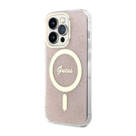 Guess 4G MagSafe - Etui iPhone 14 Pro (Różowy)