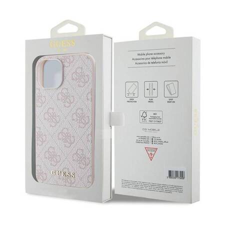 Guess 4G Metal Gold Logo - Etui iPhone 15 Plus (różowy)