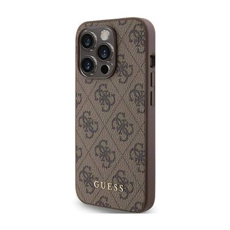 Guess 4G Metal Gold Logo - Etui iPhone 15 Pro (brązowy)