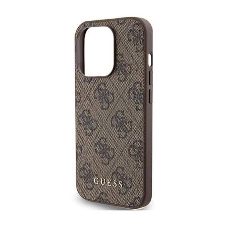 Guess 4G Metal Gold Logo - Etui iPhone 15 Pro (brązowy)