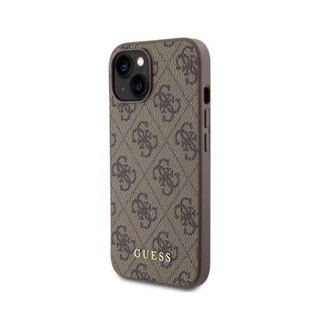 Guess 4G Metal Gold Logo - Etui iPhone 15 (brązowy)