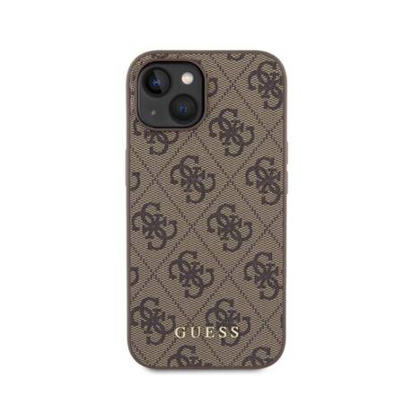 Guess 4G Metal Gold Logo - Etui iPhone 15 (brązowy)