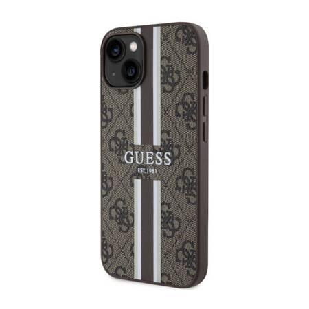 Guess 4G Printed Stripes MagSafe - Etui iPhone 14 (Brązowy)