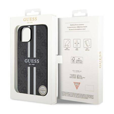 Guess 4G Printed Stripes MagSafe - Etui iPhone 14 (Czarny)