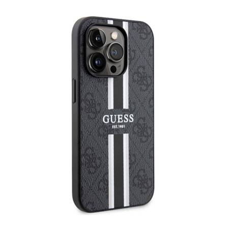 Guess 4G Printed Stripes MagSafe - Etui iPhone 14 Pro Max (Czarny)