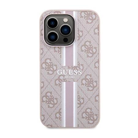 Guess 4G Printed Stripes MagSafe - Etui iPhone 14 Pro (Różowy)