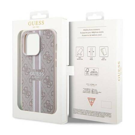 Guess 4G Printed Stripes MagSafe - Etui iPhone 14 Pro (Różowy)