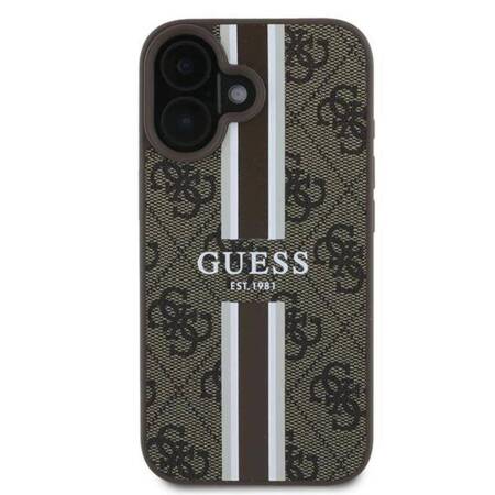 Guess 4G Printed Stripes MagSafe - Etui iPhone 16 Plus (brązowy)