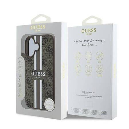 Guess 4G Printed Stripes MagSafe - Etui iPhone 16 Plus (brązowy)