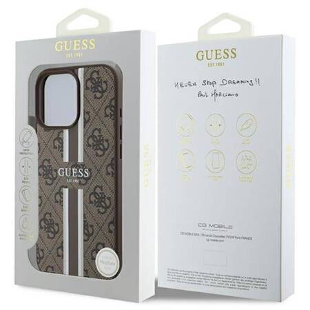 Guess 4G Printed Stripes MagSafe - Etui iPhone 16 Pro Max (brązowy)