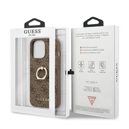 Guess 4G Ring Case - Etui iPhone 13 Pro (brązowy)