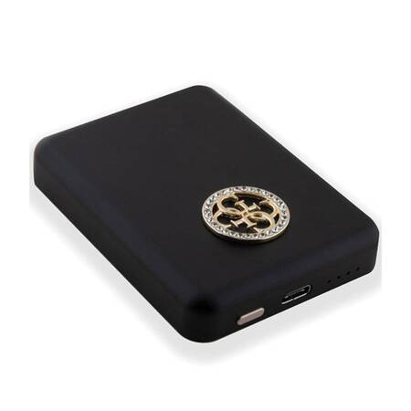 Guess 4G Strassed Metal Logo MagSafe - Power Bank indukcyjny 3000 mAh 5W MagSafe (czarny)