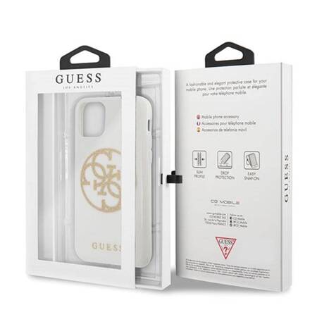 Guess Circle Glitter 4G - Etui iPhone 11 Pro Max (biały)