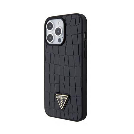 Guess Croco Triangle Metal Logo - Etui iPhone 15 Pro Max (czarny)