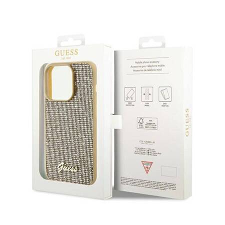 Guess Disco Metal Script - Etui iPhone 14 Pro (złoty)