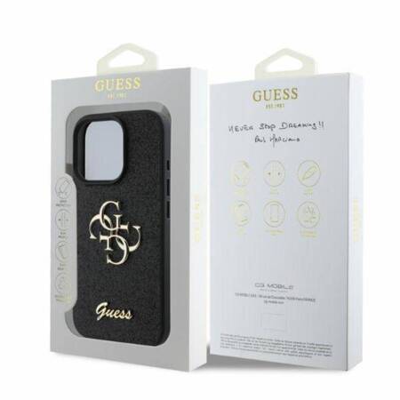 Guess Fixed Glitter Big 4G - Etui iPhone 16 Pro Max (czarny)