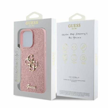 Guess Fixed Glitter Big 4G - Etui iPhone 16 Pro Max (różówy)